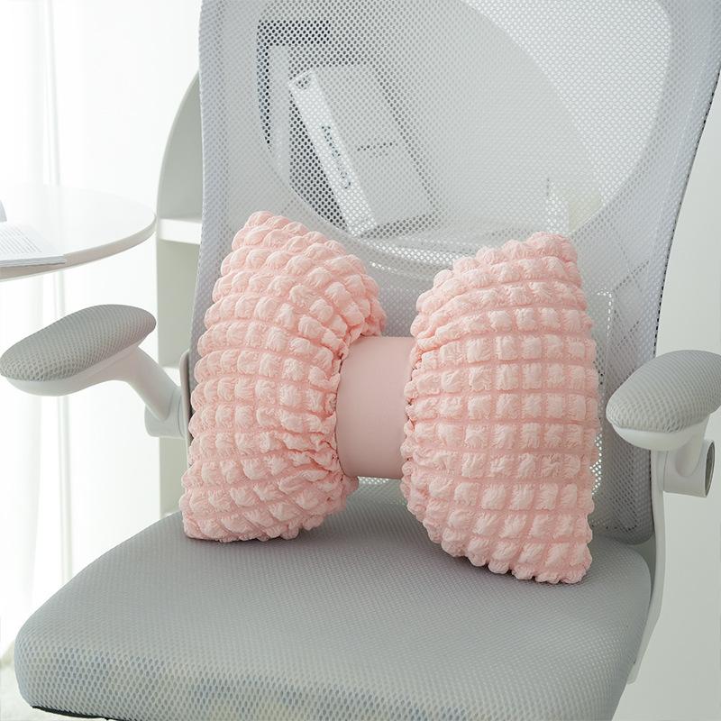 Pink bow ribbon couch pillow imitation rabbit fur comfortable car seat cushion style simple all-match back cushion