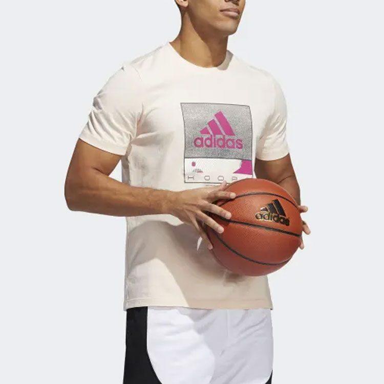 Adidas T Shirts Men's Light Pink Crew Neck Moderate Straight Fit GE4521