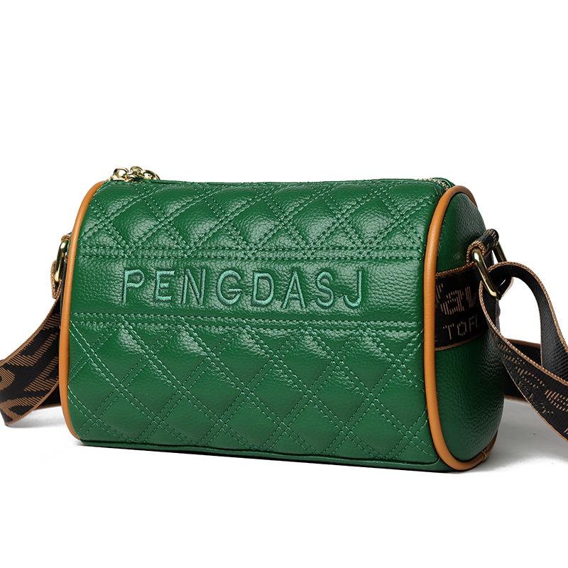 

Женская сумка-ромб из мягкой кожи, маленькая сумка, 2025, новая, модная, широкий плечевой ремень, на одно плечо, сумка-мессенджер темно-зеленого
