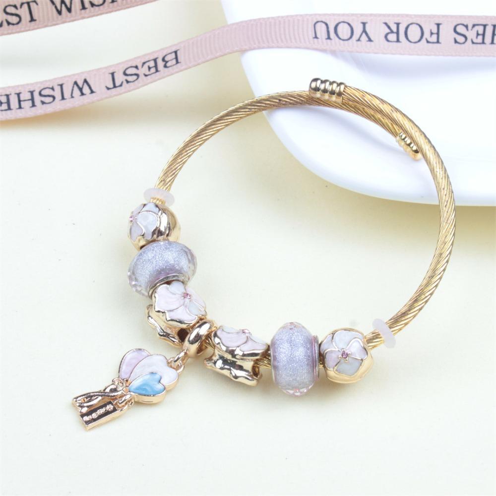 Beaded Bracelet Bangle Multi Element Stainless Steel Copper Alloy Open Spring Snake Bone Chain