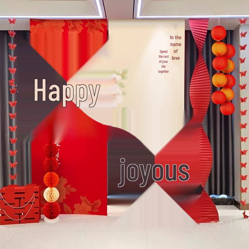 Double Happiness Wedding Banner Set - Room & Wall Décor for Engagements & New Home