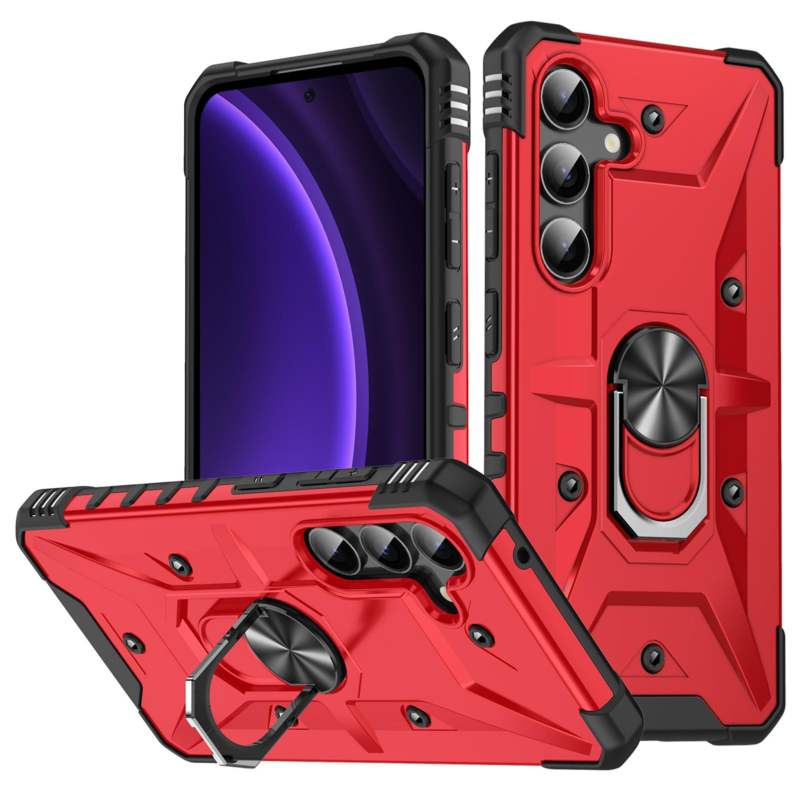 

Чохол для Samsung Galaxy A26 5G PC+ TPU Протиударний Чохол для Телефону з Кільцем-Підставкою Red