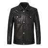 Leather Jacket Men's Velvet Thickened Lapel Autumn and Winter Middle-aged Dad Leather Jacket Casual Coat Soft Leather Top