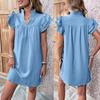 Summer Women's New Fashionable Versatile Multi-layer Lotus Leaf Sleeve V-neck Solid Color Dress