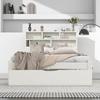Solid Wood Single Bed with Drawers and Slatted Base, Bookshelf Teenagers and Adults Children's Bed, 90x200cm White