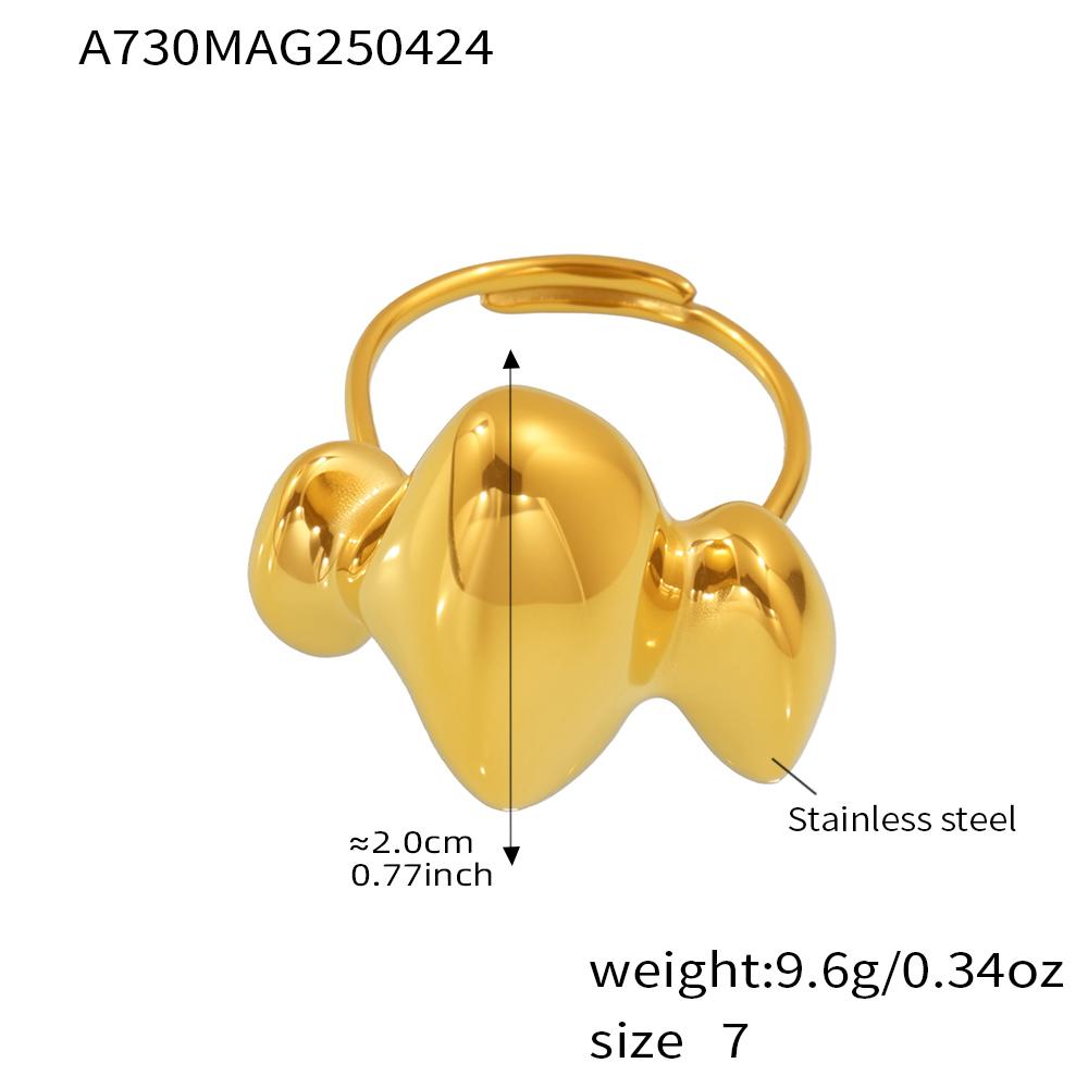 Unique Two-tone Rings In Stainless Steel With 18k Gold Plated Waterproof Fadeless Non Tarnish Adjustable Chunky Ring For Women