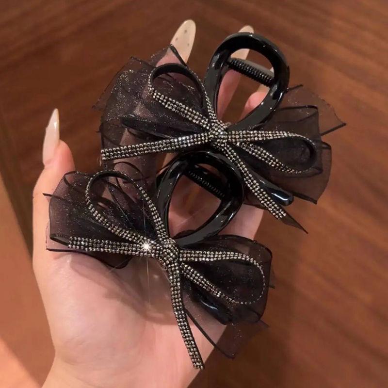 

Універсальна велика шпилька-краб для волосся з бантом - Сатиновий аксесуар для волосся у французькому стилі принцеси