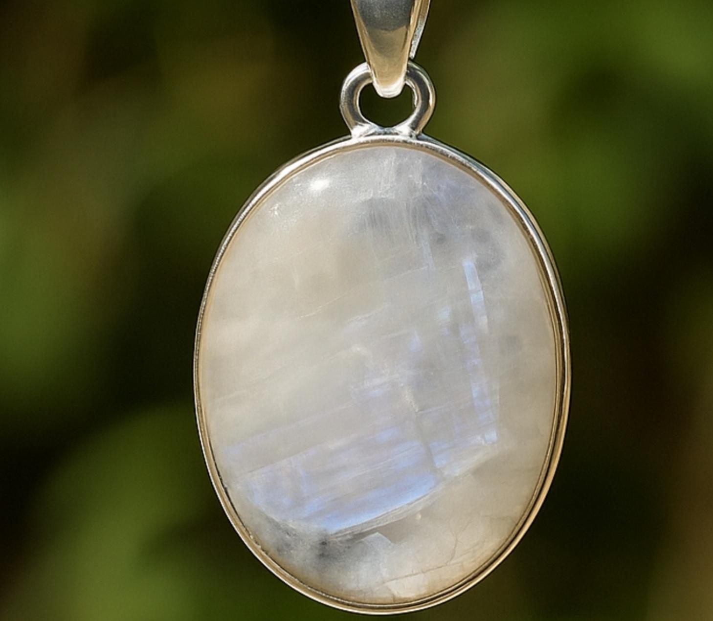 

Подвеска из натурального лунного камня, серебряное ожерелье с кристаллами для женщин, подарок для нее серебряный