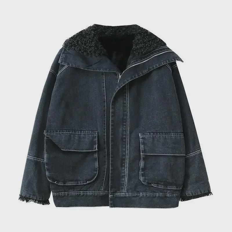 Women's Denim Jacket with Velvet and Lambswool Lining - 2025 Autumn/Winter Trend.
