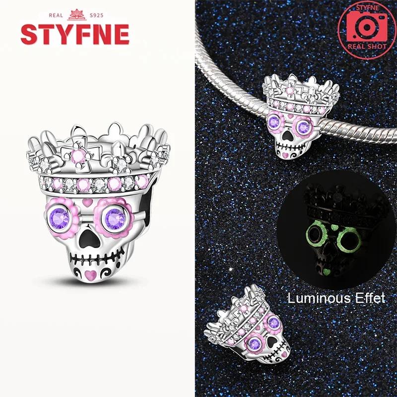 Copper Original New Halloween Series Luminous Skull Beads Fit Bracelet Diy Charm For Women Jewelry Fashion Giftcopper