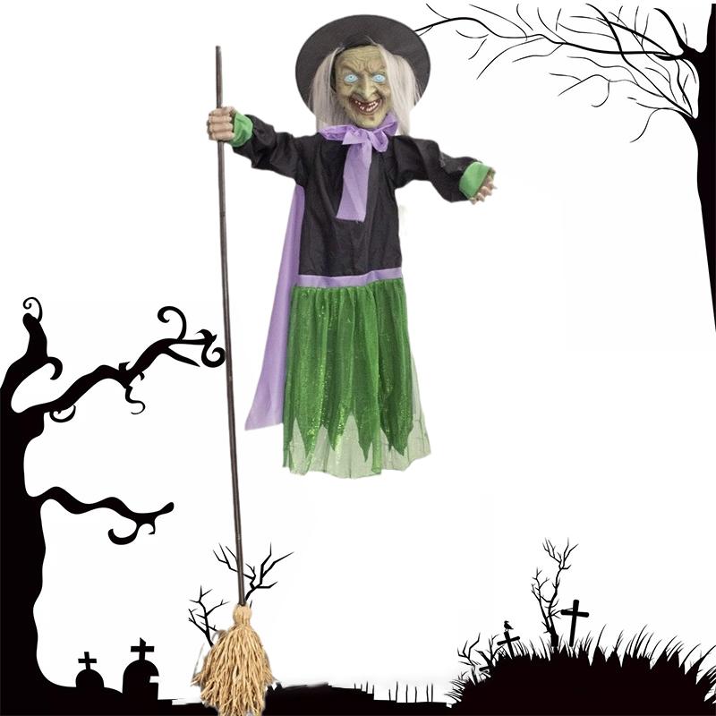 Flying Witch - Fliegende Hexe Halloween Deko, 2025 Halloween Fliegende Hexe Outdoor Mit Sound- & Bewegungsaktivierung