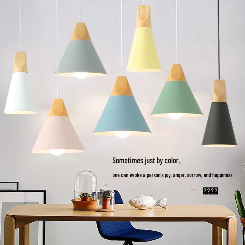 Nordic Macaron Wood LED Pendant Light for Restaurant, Bar, Office, or Study