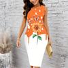 Women Plus Size Crew Neck Sleeveless Midi Dress Black Silver Glitter Butterfly Shimmer Dot Print Bodycon Dress