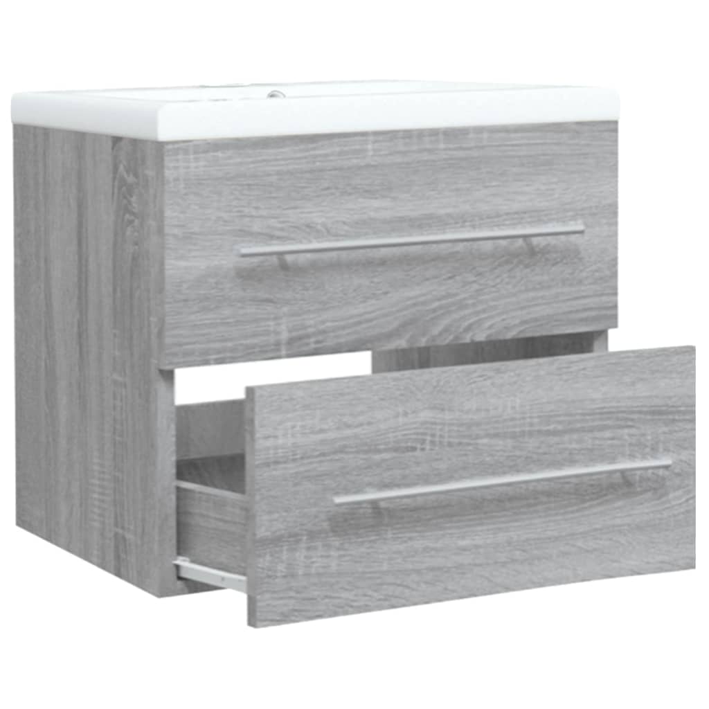 Washbasin Cabinet with Built in Basin Grey Sonoma Particleboard