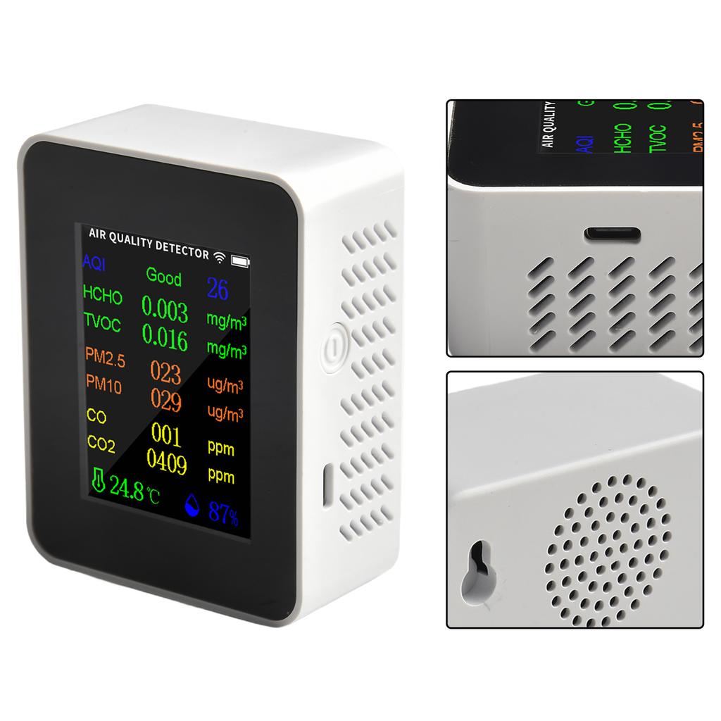 Air Quality Meter 12in1 Detector PM2.5 PM10 HCHO AQI Temperature Humidity Tester With TFT Lour Display