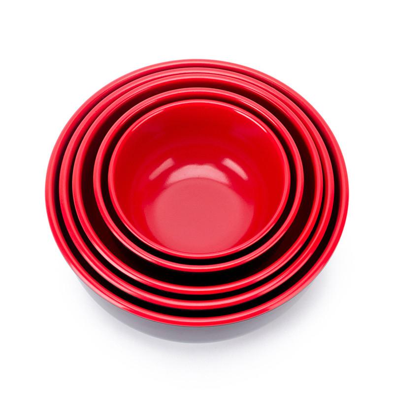 Black Red Melamine Bowls Deep Soup Rice Porridge Bowl Breakfast Dinner Tableware Anti-Fall Straight Edge Kitchen Food Container