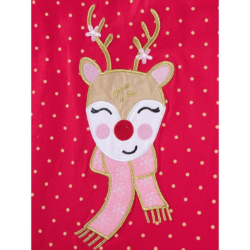 Red Christmas Deer Autumn Dress Girl Dress Long Sleeves 2025 New Spring and Autumn Children Toddler Knitting Princess Dress