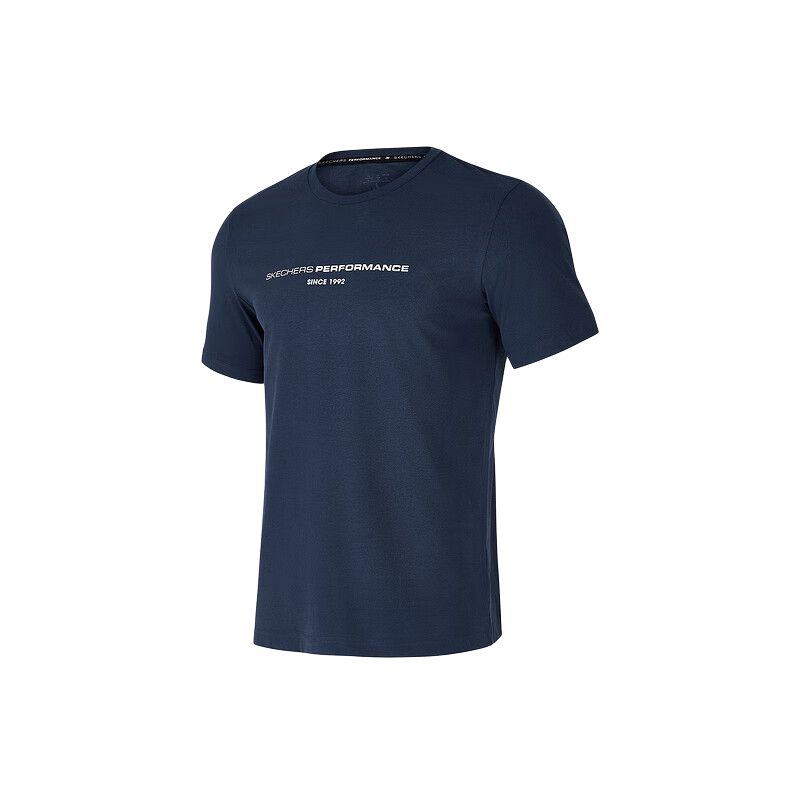 Skechers Logo Nautical Quick-Dry Printed Round Neck T-Shirt Men Tops Navy-Academy-Blue P324M002-02MZ S