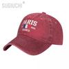 Bandiera della Francia EST Parigi Cappellino da baseball unisex per adulti in denim lavato color carbone Cappellino da camionista patriottico unisex in cotone vintage da papà