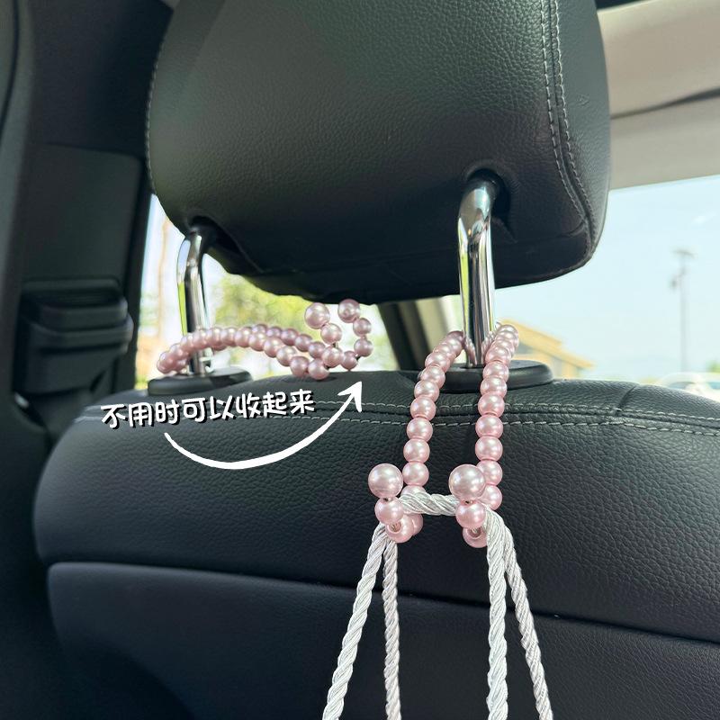 2pcs Car Rear Seat Hook Hanger Hanging Half Open Design Stainless Steel Headrest Bag Hangers Durable Auto Backseat Storage Hooks