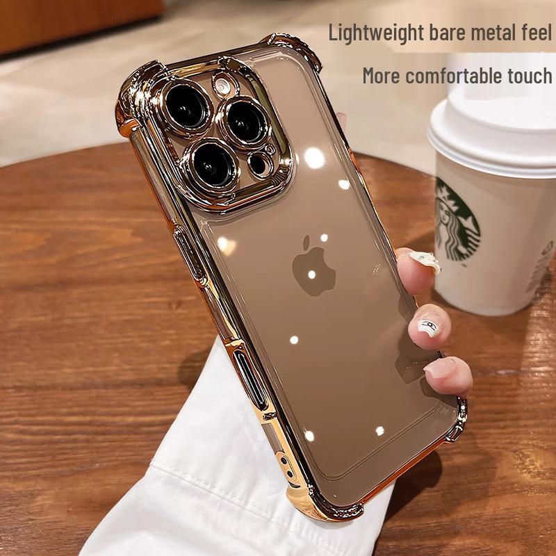 Compatible with iPhone 16/15 Pro Max: Four-Corner Airbag Anti-Drop Case & Transparent Lens Film Protective Cover X.