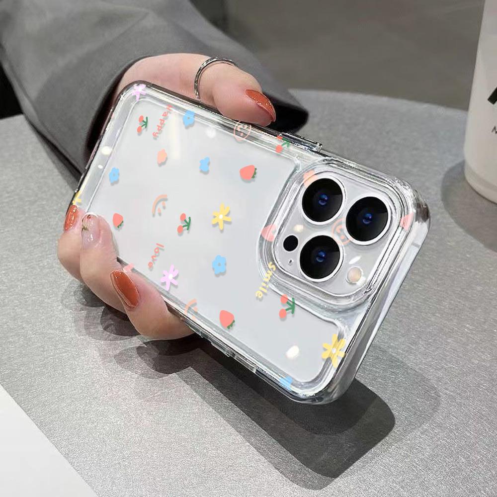 Cute Flower Clear Phone Case For iPhone 17 16 15 11 12 14 13 Pro Max Mini X XS XR 7 Plus 16E Shockproof Transparent Cover Fundas