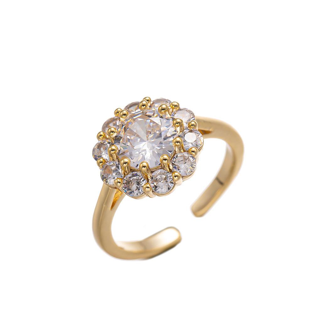 Geometrischer Kupferring mit Zirkonverzierungen, perfekt für den Alltag