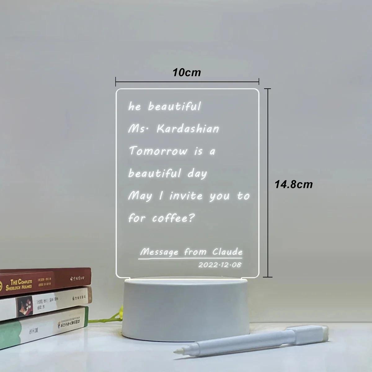 

Erasable Write Message Board LED Night Lights Transparent Luminous Acrylic Night Light USB Luminous Calendar Desktop Ornaments