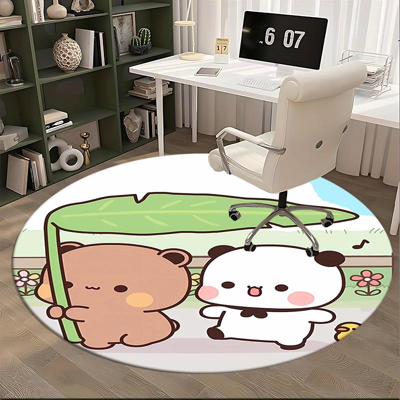 Cute Animal Friends,Kawaii Panda Bear Chair mat Round Rug Office carpet,Non slip, Suitable for Living Rooms, Bedrooms Decor1205065a