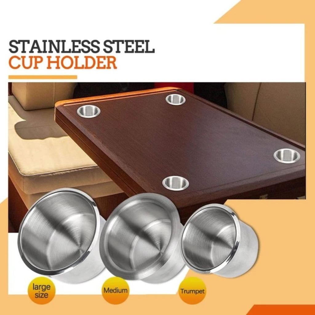 Stainless steel cup designed to stay in perfect for and customization large holders, place, RVs, cars, campers, trailers, DIY, (4 cups)