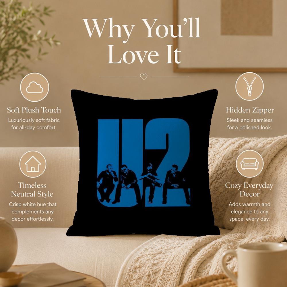 Band U-U2S Cushion Cover Double-Sided Printed Pillow Cover Hypoallergenic Dust-Mite Proof