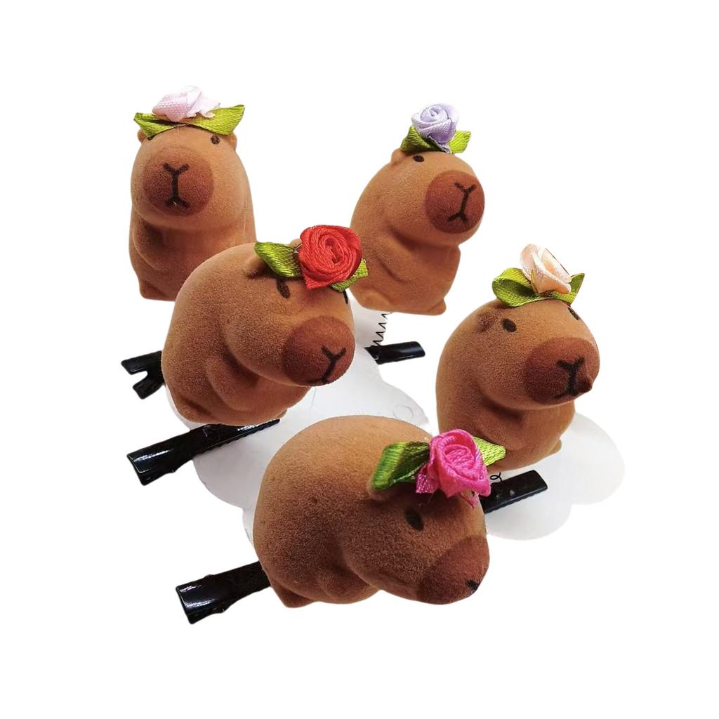 5er-Pack Cartoon 3D Capybara Plüsch-Haarnadeln Modische Tier-Haarspange Haar-Accessoires Geschenk für Mädchen und Frauen