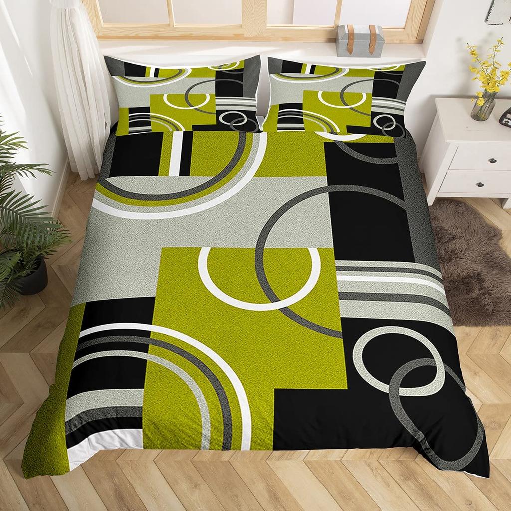 Comforter Geometry Swirls Spiral Twin King Abstract Circle Stripes Comforter Modern Graphic Geometric Plaid Bedding Set