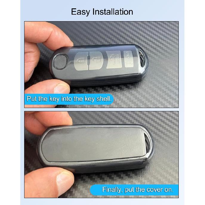 2 Pcs Key Fob Cover Soft TPU Car Key Fob Case Fit for Mazda 3 6 8 Miata MX-5 CX-3 CX-5 CX-7 CX-9, 4 Buttons Remote Key Protector Clear, Anti-Scratch
