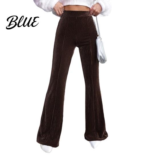 Loose Fit Women Pants Retro Corduroy Flared High Waisted Wide Leg Trousers for All-day Wear Solid Color Casual Work Travel And Daily