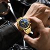 Business Gold Quartz Watches For Men Chronograph Calendar Man Watch Fashion Moon Phase Waterproof Men's Wristwatches