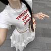 Letter Print Korean Short-sleeved T-shirt Women's Summer New Slim-fitting and Thin Shoulder Pullover Student Top Ins