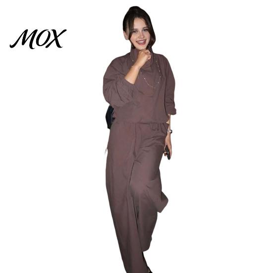 Women Casual Jacket Sets Pants Set for Fall, Stand Collar Zip-Up & Drawstring Loose Fit Clothing Waist Wide Leg Pants, Two Piece Matching Suit