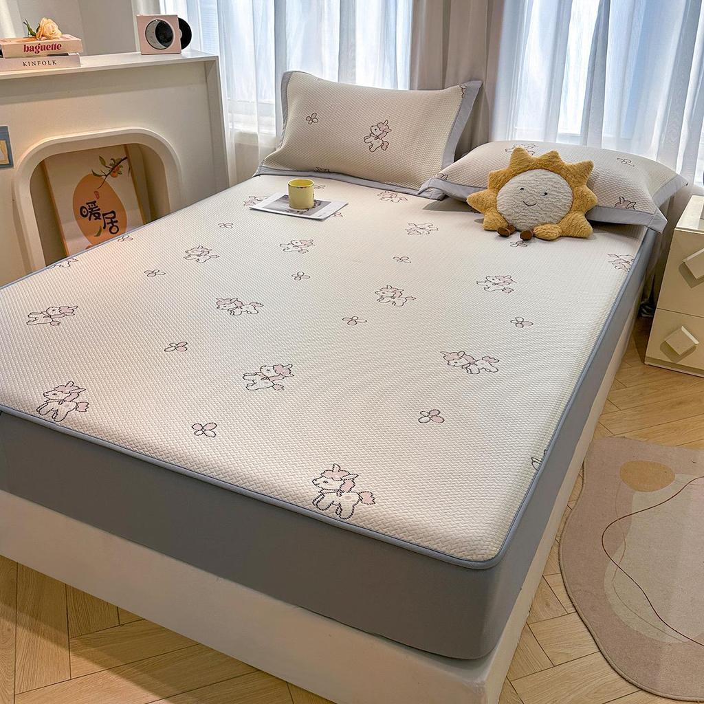 A-Class Mother & Baby Ice Silk Cooling Mat Set – Machine Washable Jacquard 4-Piece Set