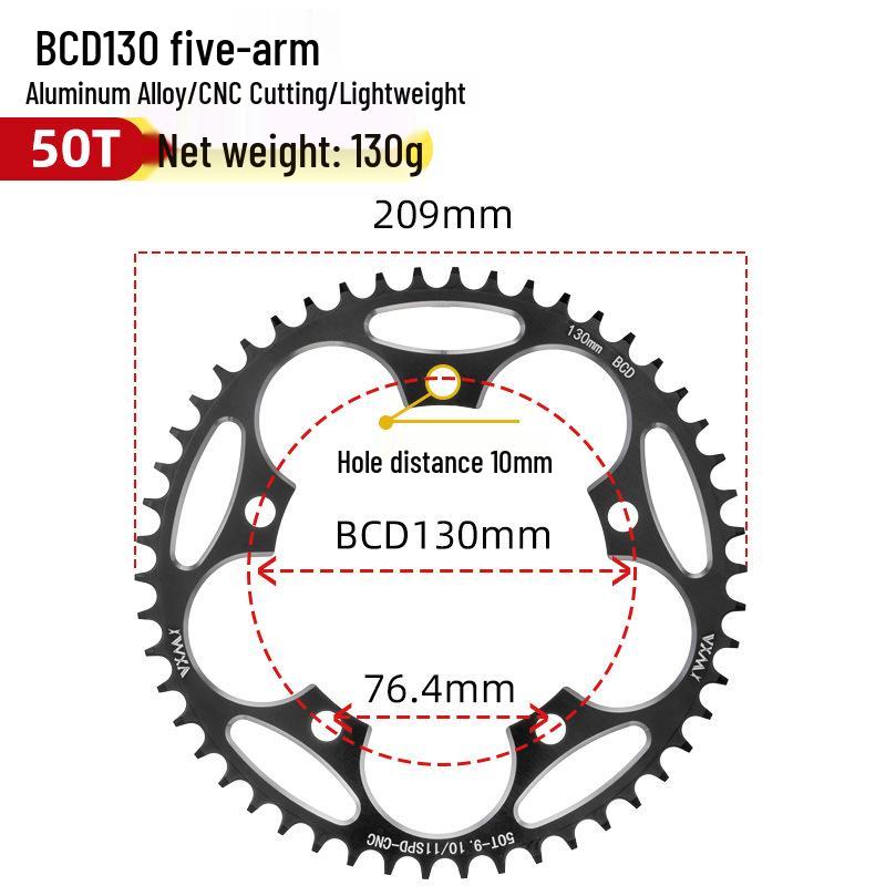 

Система шатунов для шоссейного велосипеда с одной звездой: 130BCD, Положительный/Отрицательный Зуб, Размеры 38T-60T