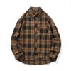 Chemise à carreaux rétro pour homme, vêtement décontracté à manches longues, avec poche unique et boutons, collection printemps-été