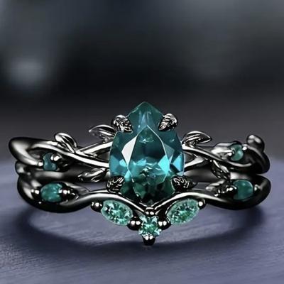 Accessories1pc Gun Plated Black Fashion Ring with Synthetic Zircon Multifunctional Ring Jewelry