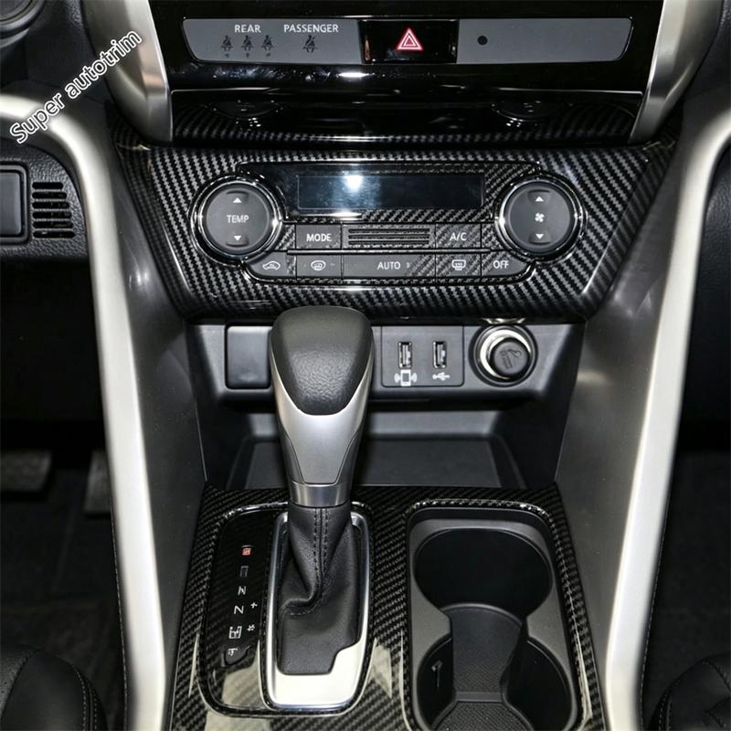 Central Control AC Air Conditioning Switch Panel Cover Trim Carbon Fiber Accessories For Mitsubishi Eclipse Cross 2018 - 2026