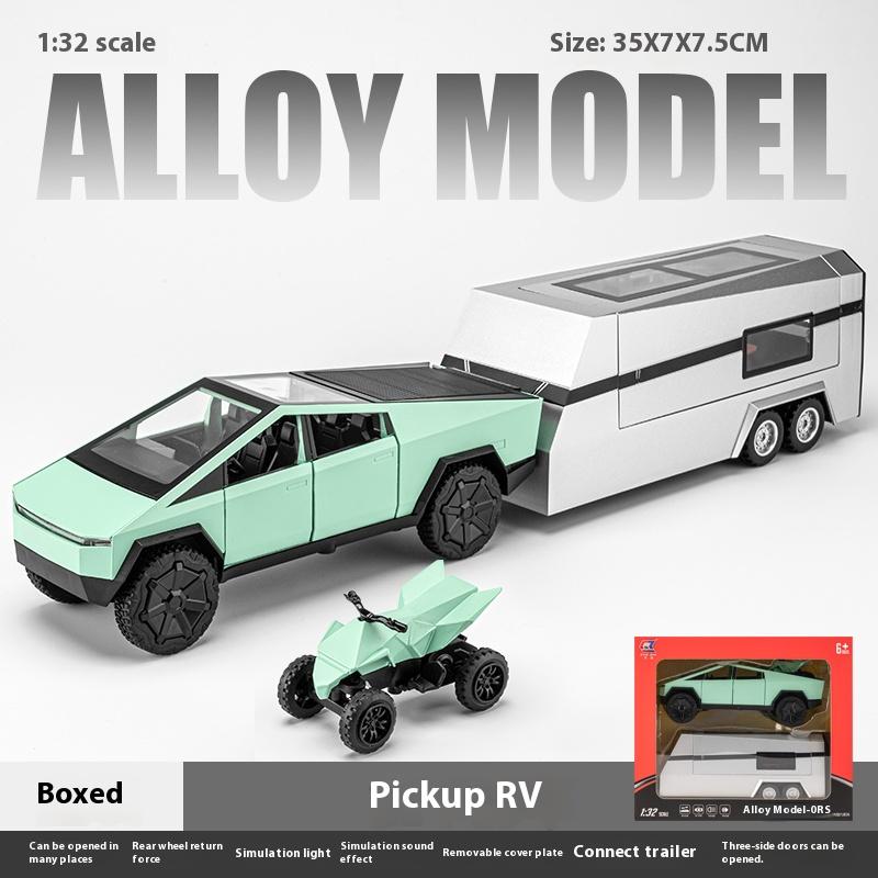 1/32 Scale Tesla Cyber Toys Off Road SUV Alloy Metal Diecast Model RV Sound Light Hobby Collection Display Decoration Boutique Gift with Boy