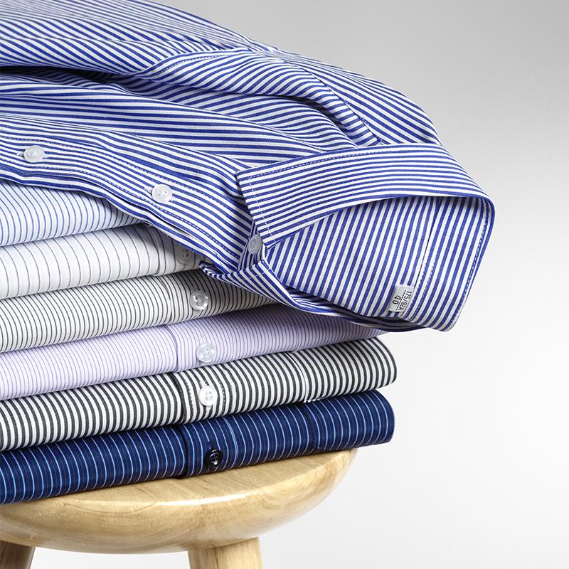 Men Formal Shirt Long Sleeve Office Solid Color Striped Fashion Business Pocket White Social Pocket Shirt Men's Clothing S-5XL