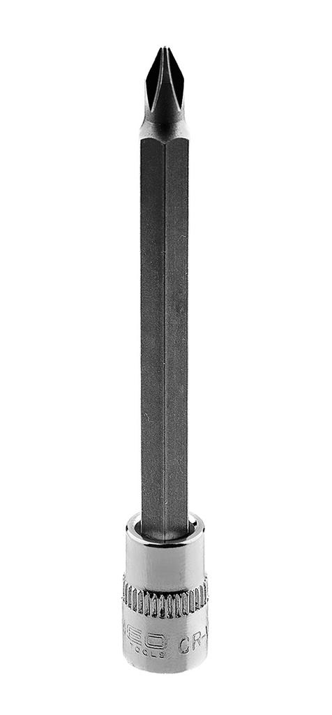 PH1 screwdriver bit on 1/4" socket, long, 87 mm