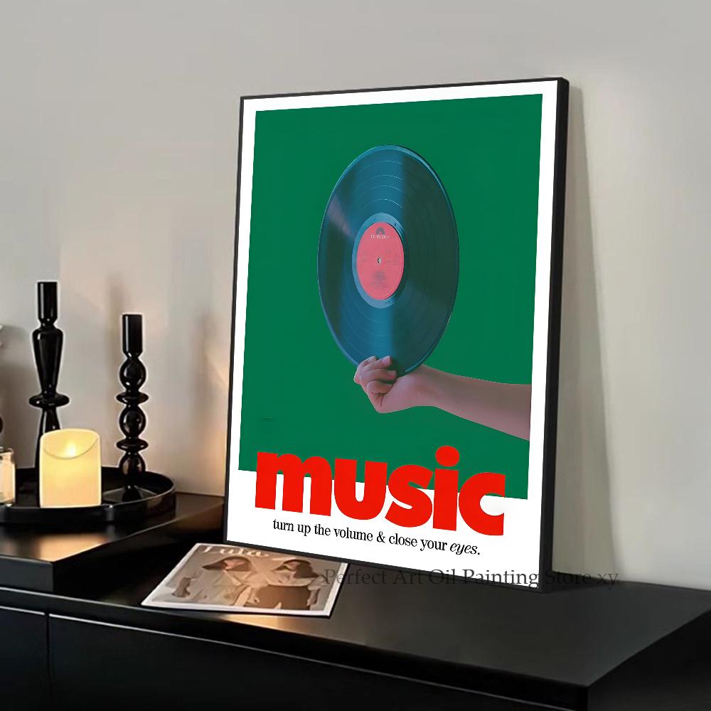 1PC Abstract Jazz Music Festival Record Player Symbol Art Poster Paper Print Home Living Room Bedroom Entrance Bar Restaurant