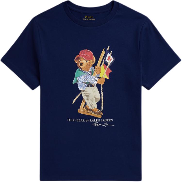 

Футболка Polo Ralph Lauren с мишкой Поло Хлопок Короткий рукав Круглый вырез Классическое издание Детская Детская одежда CWPOTSHY8021268-410 S