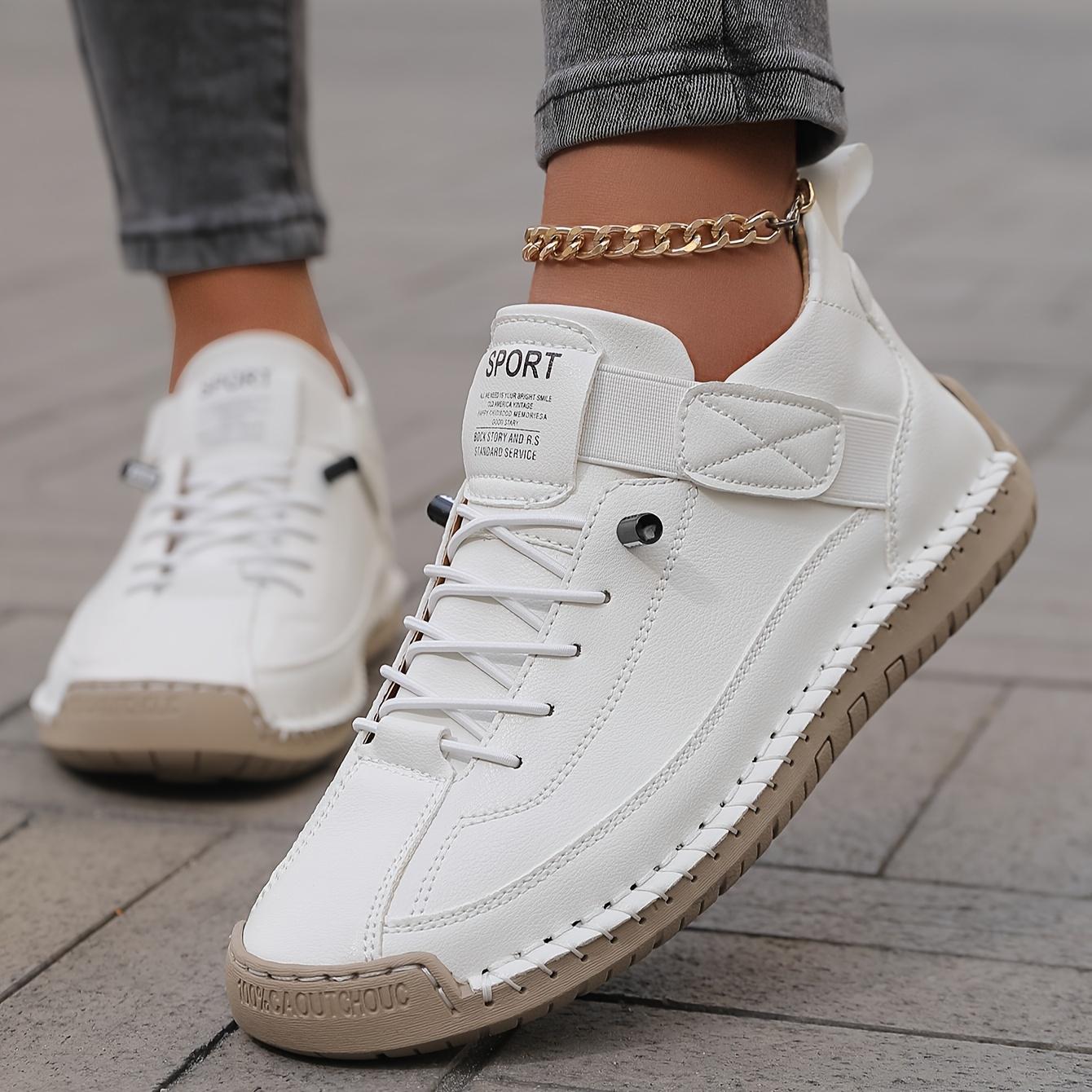 

Жіночі всесезонні робочі туфлі у вінтажному британському стилі - Ручної роботи, сліпони, нековзна гумова підошва, дихаючі повсякденні кросівки з деталями на щиколотці 39 білий