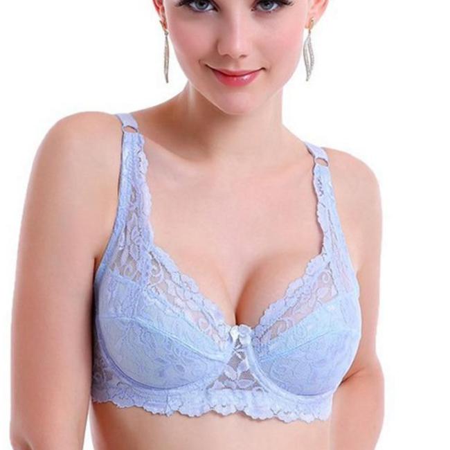Womens Sexy Push Up Deep V Ultrathin Underwire Padded Cotton Lace Brassiere Bra